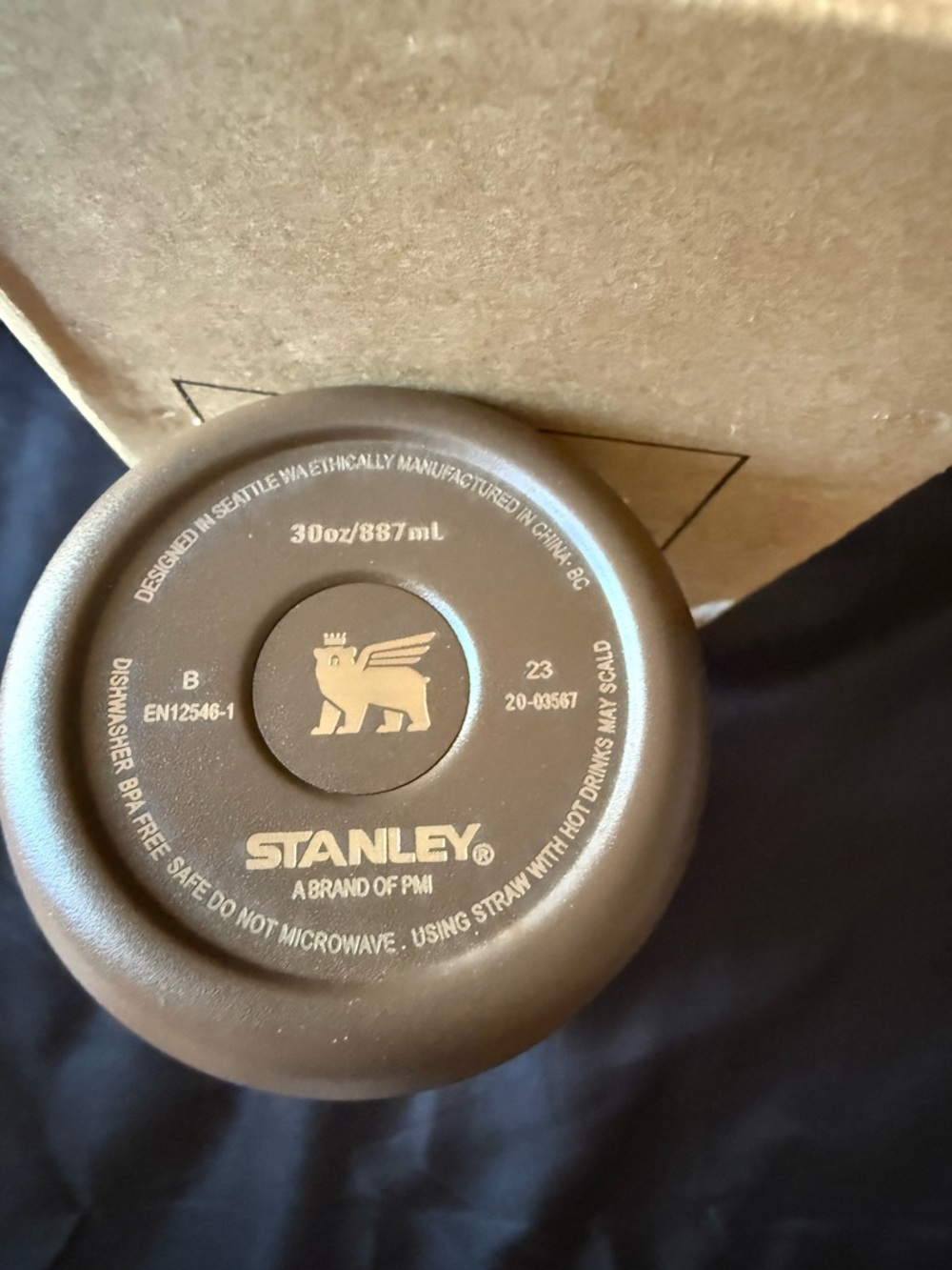 New Stanley 30oz Laser LEngravedV Tumbler - Brown/Gold Handle Flip Lid - Picture 6 of 6